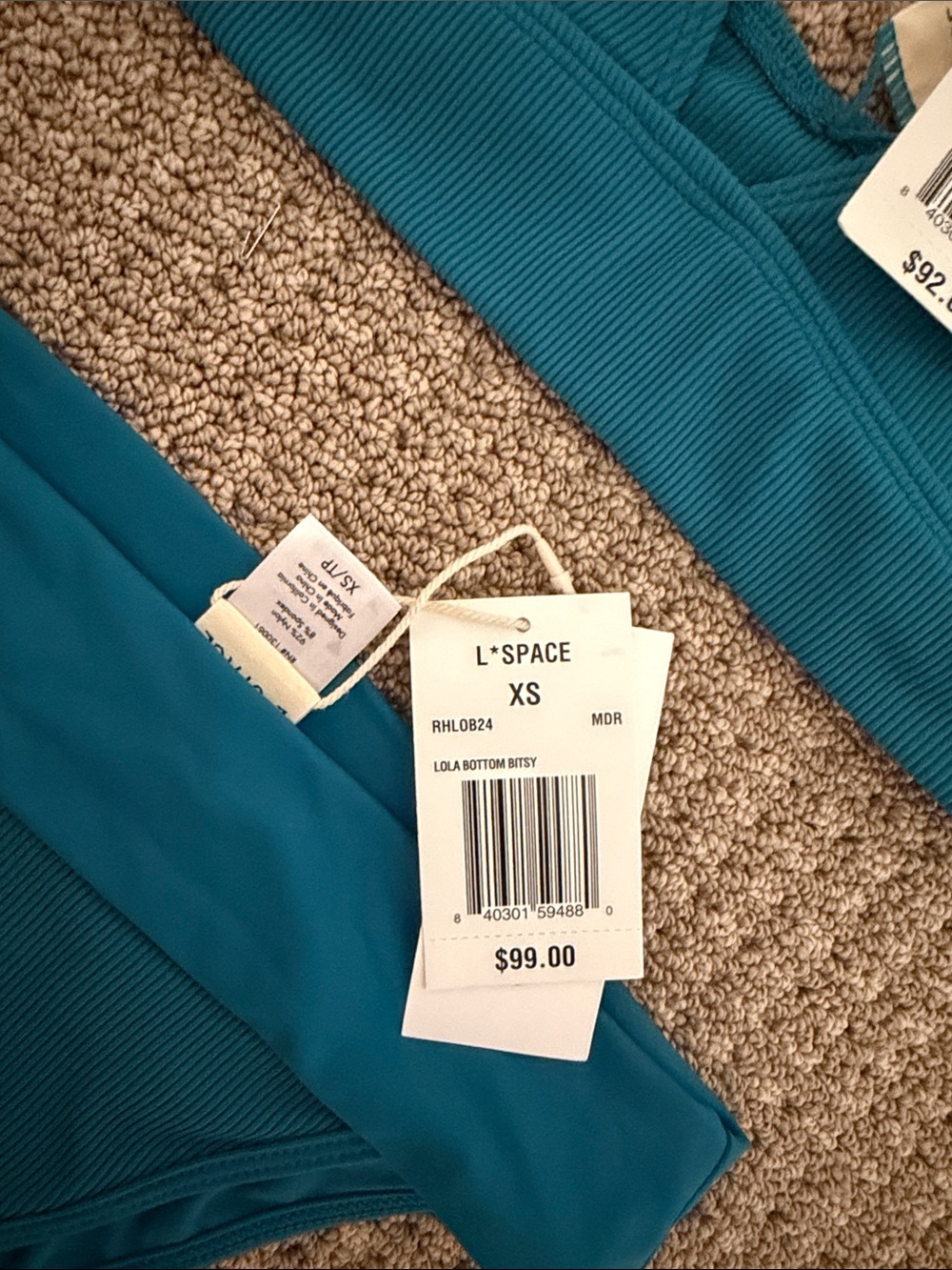 L*Space Teal Ribbed Hailey Top and Lola Bottom - XS - Picture 4 of 5